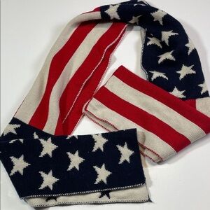 American Flag Knit Scarf Red White Blue Stars Stripes Patriotic Unisex